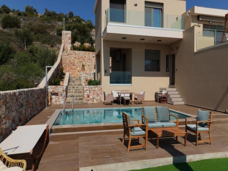 Katsikia MIT BESICHTIGUNGSVIDEO! Kreta, Katsikia: Moderne Villa mit Gästeapartment, Pool und spektakulärem Meerblick zu verkaufen Haus